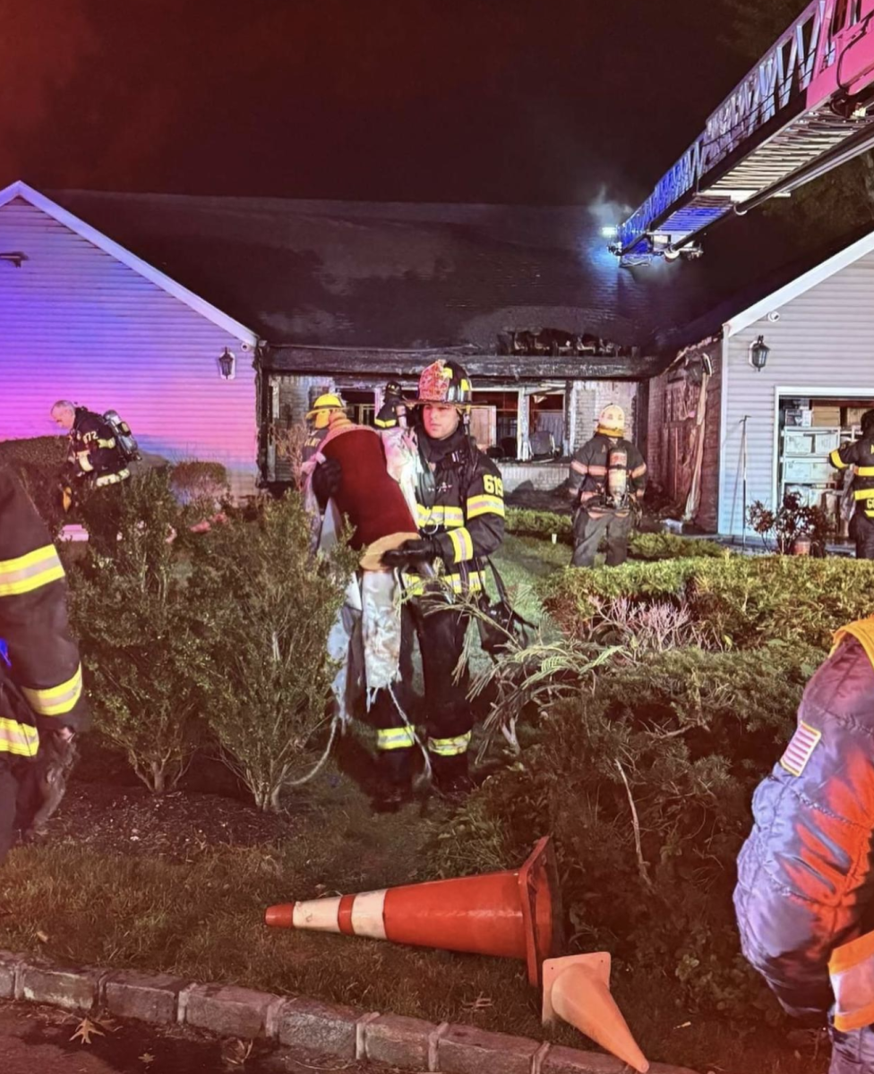 The fire department's quick response time allowed them to save important relics, including seven Torahs (Credit: Great Neck Fire Department). 